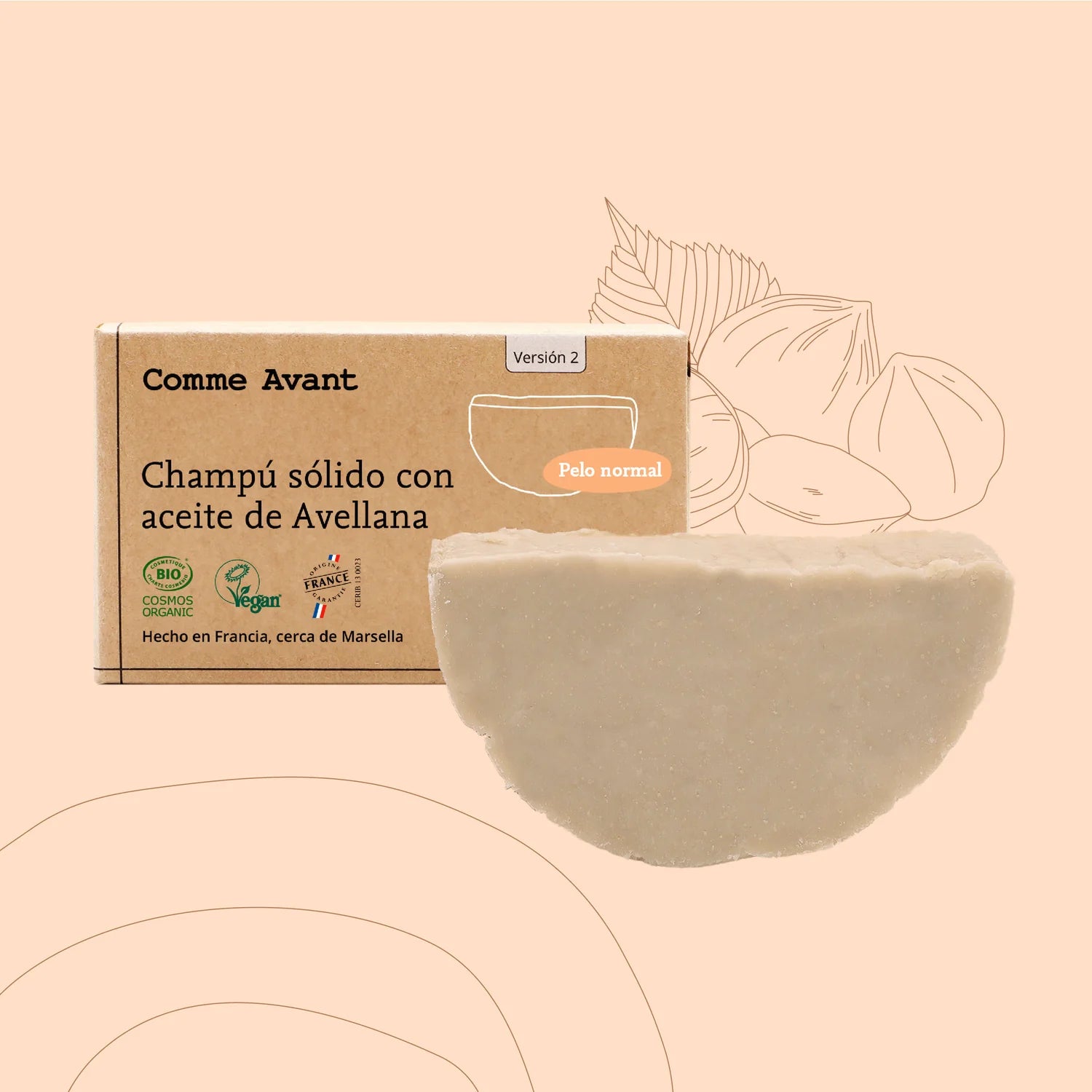 Champô sólido com óleo de avelã para cabelos normais - Comme Avant
