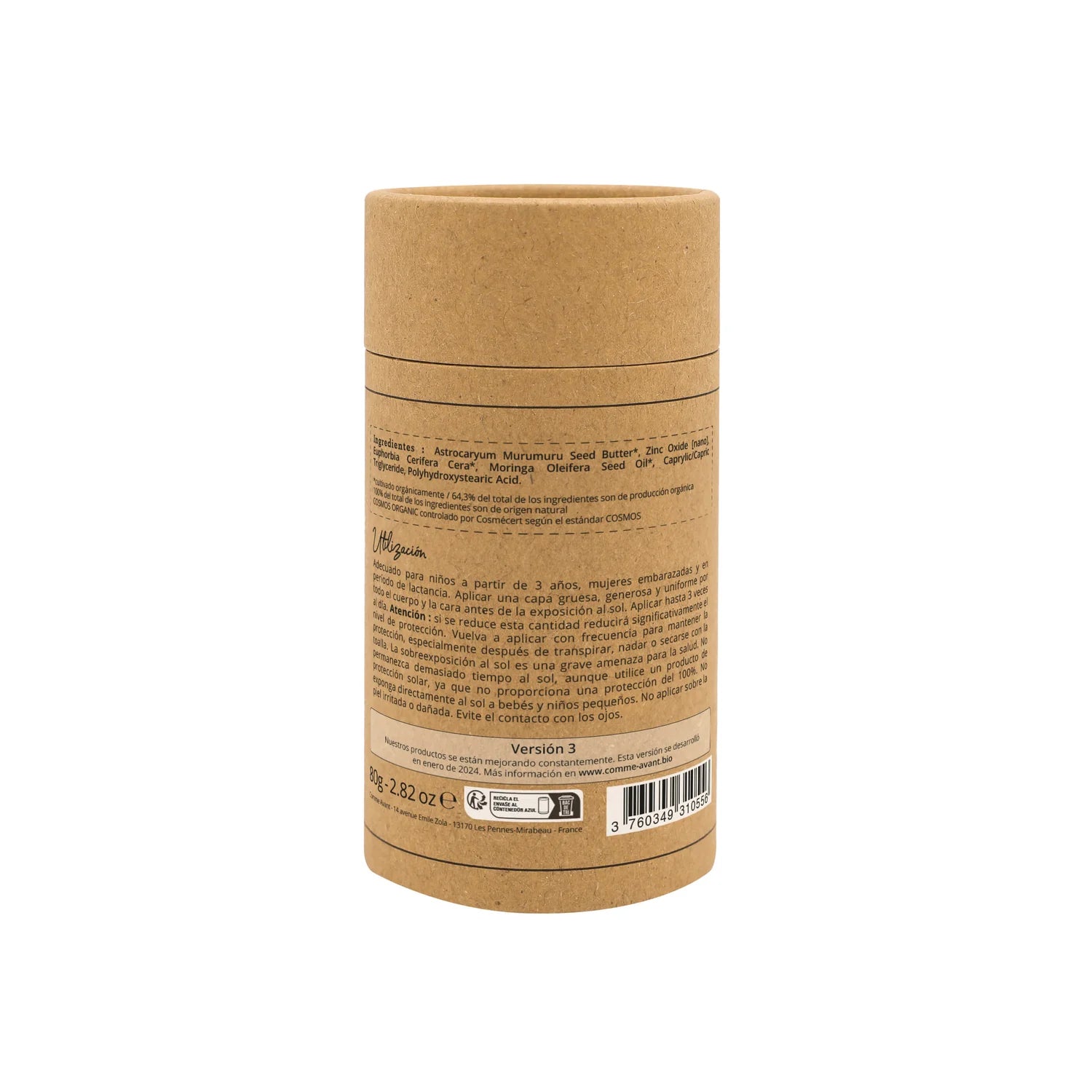 Protetor Solar Mineral Sólido SPF30 com Óleo de Moringa - Comme Avant