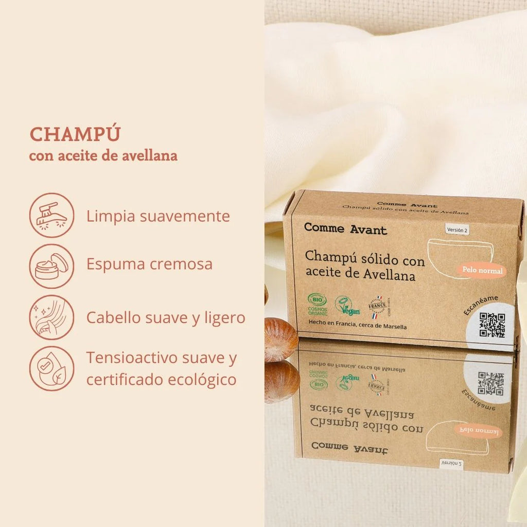 Champô sólido com óleo de avelã para cabelos normais - Comme Avant