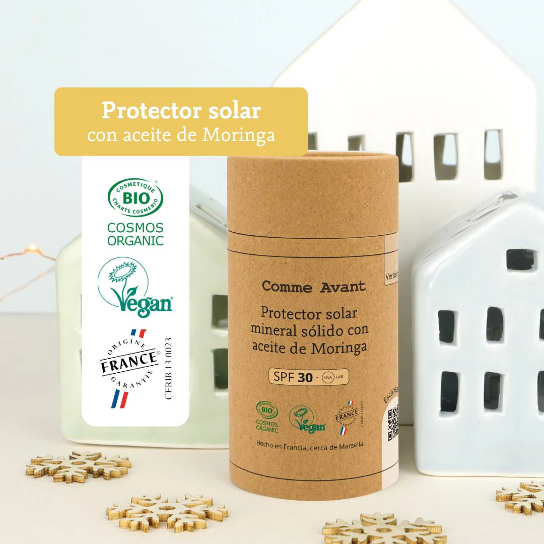 Protetor Solar Mineral Sólido SPF30 com Óleo de Moringa - Comme Avant